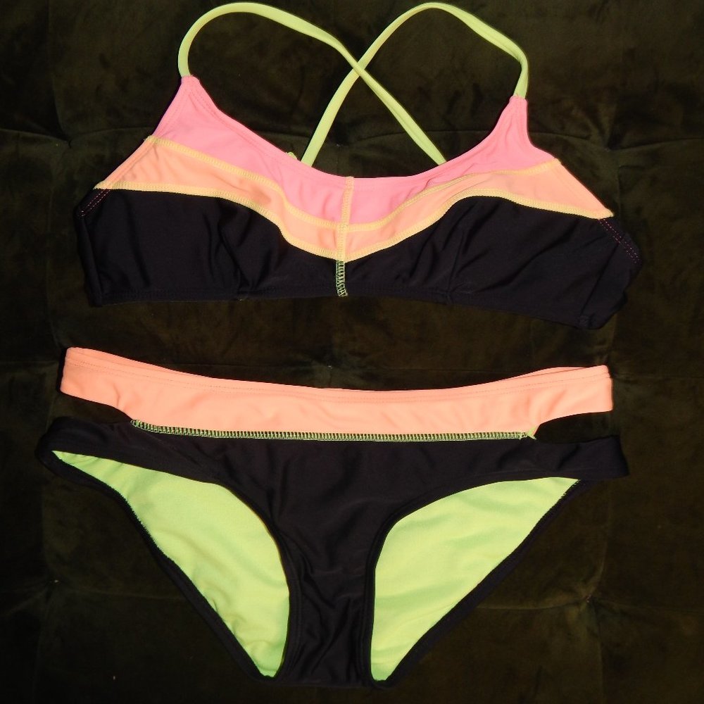 Sporty Neon Two-Piece Bathing Suit